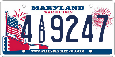 MD license plate 4AD9247
