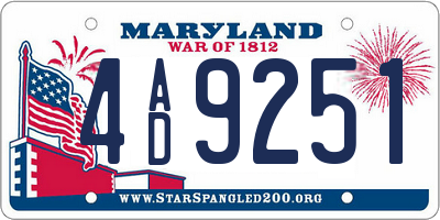 MD license plate 4AD9251