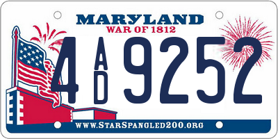 MD license plate 4AD9252
