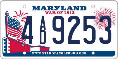 MD license plate 4AD9253