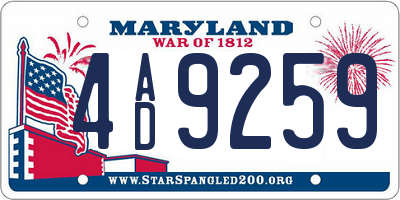 MD license plate 4AD9259