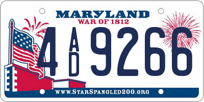 MD license plate 4AD9266