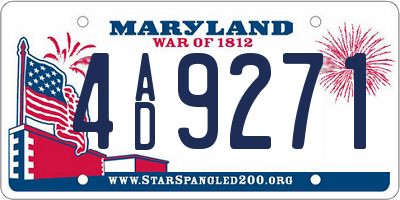 MD license plate 4AD9271