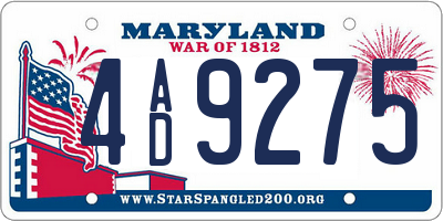 MD license plate 4AD9275