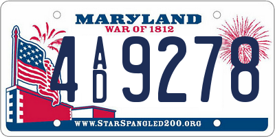 MD license plate 4AD9278