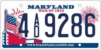 MD license plate 4AD9286