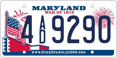 MD license plate 4AD9290