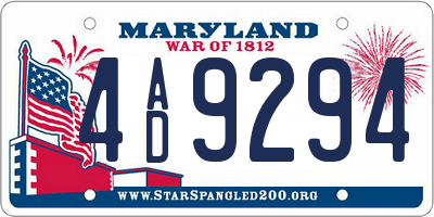 MD license plate 4AD9294