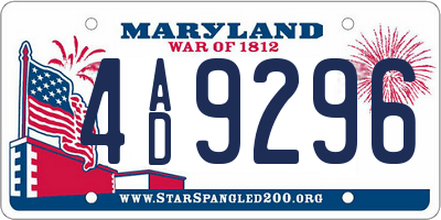 MD license plate 4AD9296