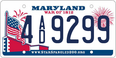 MD license plate 4AD9299