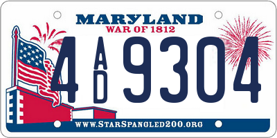 MD license plate 4AD9304