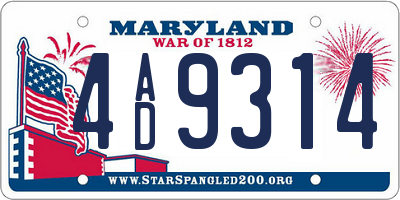 MD license plate 4AD9314