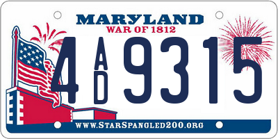 MD license plate 4AD9315