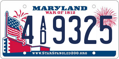 MD license plate 4AD9325