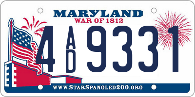 MD license plate 4AD9331