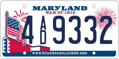 MD license plate 4AD9332