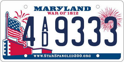 MD license plate 4AD9333