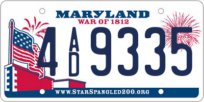 MD license plate 4AD9335