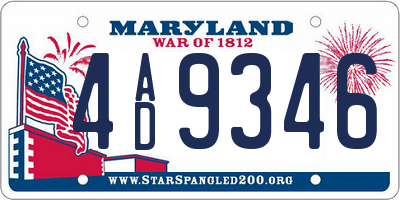 MD license plate 4AD9346