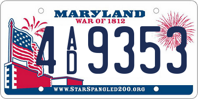 MD license plate 4AD9353