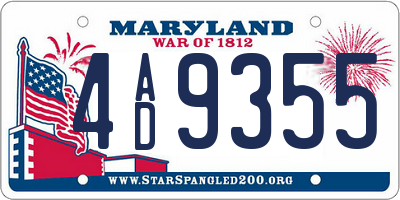 MD license plate 4AD9355