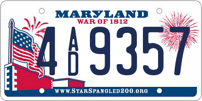 MD license plate 4AD9357