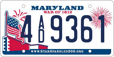 MD license plate 4AD9361