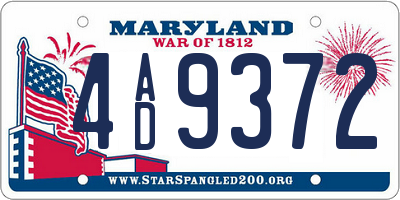 MD license plate 4AD9372