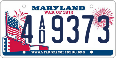 MD license plate 4AD9373