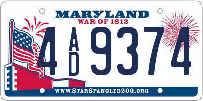 MD license plate 4AD9374