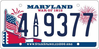MD license plate 4AD9377