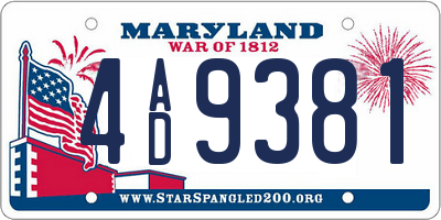 MD license plate 4AD9381