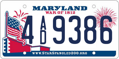 MD license plate 4AD9386