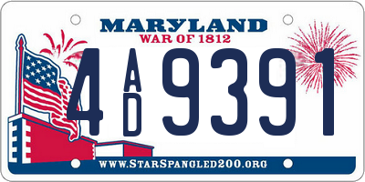MD license plate 4AD9391