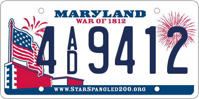 MD license plate 4AD9412