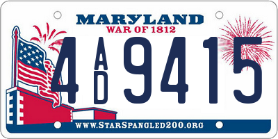 MD license plate 4AD9415