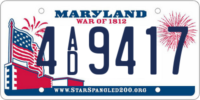 MD license plate 4AD9417