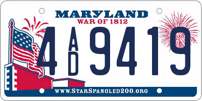 MD license plate 4AD9419