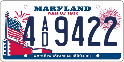 MD license plate 4AD9422