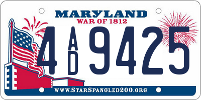 MD license plate 4AD9425