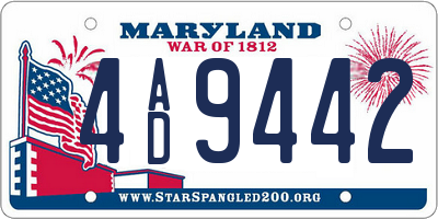 MD license plate 4AD9442