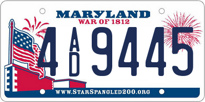 MD license plate 4AD9445