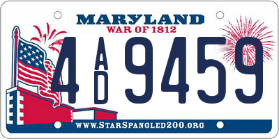 MD license plate 4AD9459