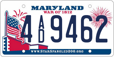 MD license plate 4AD9462