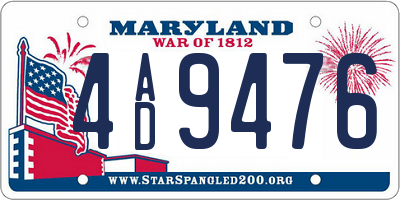 MD license plate 4AD9476