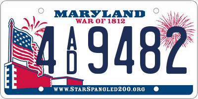 MD license plate 4AD9482