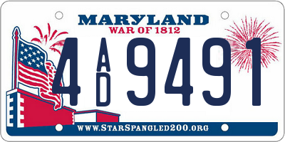 MD license plate 4AD9491