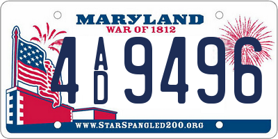 MD license plate 4AD9496