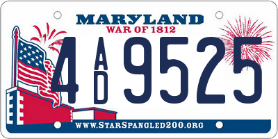 MD license plate 4AD9525