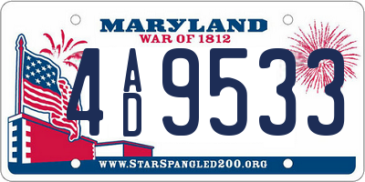 MD license plate 4AD9533